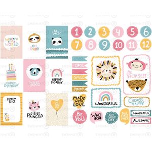 Schattige diertjes uitnodiging stickers verjaardag - verjaardag kinderen stickers - felicitatie stickers - verjaardag stickers - 1 jaar stickers - 2 vellen