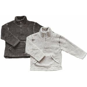 Jongens Teddy Fleece trui Licht Grijs en Antraciet Duo-Pack- Maat 152