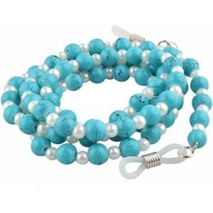 Fako Bijoux® - Brillenkoord - Natuursteen - Turquoise - 6.5mm - 70cm