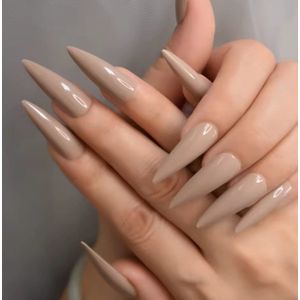 Nep nagels - Plak nagels - 24 stuks - Almond shape - Beige - Kunstnagels - Press on nails - Almond shape nails - Lange nagels - Fake nails