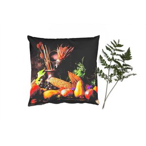 Sierkussens - Kussentjes Woonkamer - 50x50 cm - Groente - Fruit - Rustiek - Tafel