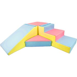 Schuimblokken speelgoed - met foam blokken glijbaan - 40 cm hoog - pastel kleuren