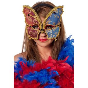 Masker vlinder rood/blauw