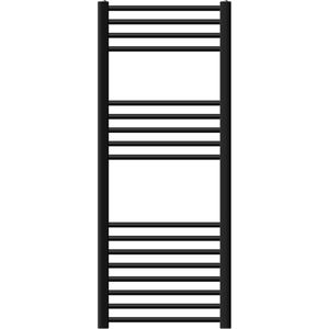 Badkamerradiator Sahara 500x1200 mm zwart mat gebogen met zijaansluiting LuxeBath