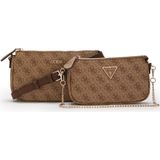 Guess Kleine Crossbodytas / Schoudertas Dames - Noelle - Logo Print - Bruin