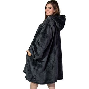 Comfies® Draagbare Deken - Hoodie Blanket huggle - Oversized - Oodie - Fleece Sherpa - Hoge kwaliteit- Plaid cozy snuggie - Grey- Grijs