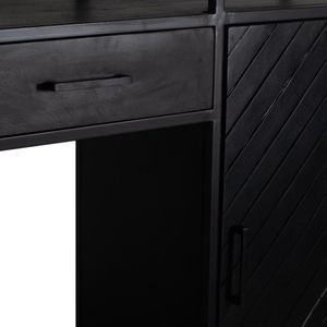 Vakkenkast Zwart Visgraat - Mangohout - 160x200cm - Kast Isa Groot - Giga Meubel