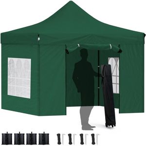 VELTRR® Paviljoen - Easy up Partytent Opvouwbaar - Overkapping - 3x3m - Groen