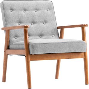 Lounge stoel binnen - lounge fauteuil met armleuningen - relax stoel - Retro design - massief hout