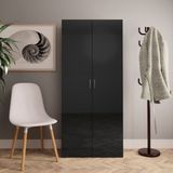 vidaXL Schoenenkast 80x35,5x180 cm spaanplaat hoogglans zwart