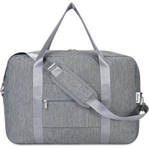 Airlines handbagage 45 x 36 x 20 opvouwbare reistas voor onder de stoel, draag- en handtas voor overnachten voor dames en heren, A-Grijs, 25L