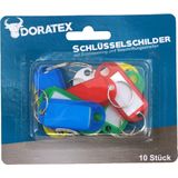 Doratex Sleutellabels/sleutelhangers met schrijfblad - 10x - gekleurd - kunststof/metaal