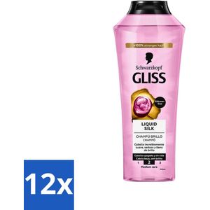Gliss-Kur - Shampoo - Liquid Silk - Zijdezachte Haarverzorging - 400 ml - Voordeelverpakking - 12 stuks