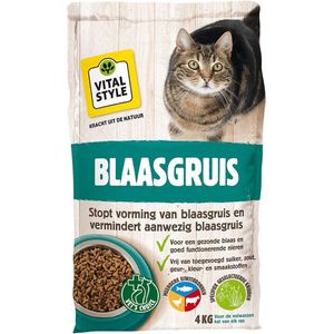 VITALstyle Blaasgruis - Kattenbrokken - Stopt De Vorming Van En Verminderd Aanwezig Struvite - Met o.a. Cranberry & Berkenblad - 4 kg