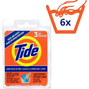 Tide Travel Sink Package - 2 Packs (6 Stuks Totaal) - Reisformaat Handwas Wasmiddel voor Onderweg - Compacte Wasmiddel Packs voor Reizigers