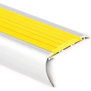 Rubbermagazijn | Trapneusprofiel aluminium rond geel | 1500 x 65 x 35 mm - 5 stuks | hoekprofiel | traptredeprofiel |