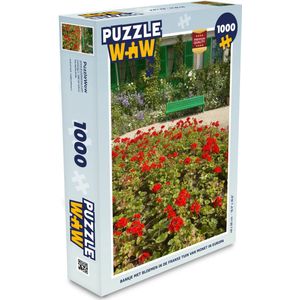 Puzzel Bankje met bloemen in de Franse tuin van Monet in Europa - Legpuzzel - Puzzel 1000 stukjes volwassenen