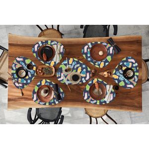 Placemat organisch - Placemats organic - Onderleggers - Sjaal - Handschoenen - Muts - Regenboog - Winter - Patronen - 10 stuks
