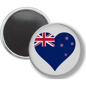 Button Met Magneet - Hart Vlag Nieuw Zeeland - NIET VOOR KLEDING
