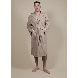 Cozylion Luxe Badjas Dames & Heren Capuchon - Sauna badjas - Ochtendjas dames & heren - Beige - Badstof - Wellness badjas