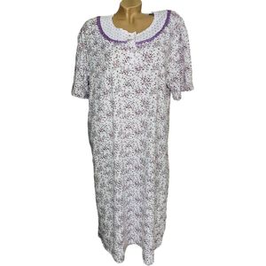 Dames nachthemd korte mouw met bloemenprint 6530 XL paars