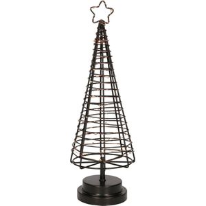Verlichte figuren zwarte 3D lichtboompje/metalen boom/kerstboompje met 45 led lichtjes 36 cm - Kerstversiering/kerstdecoratie