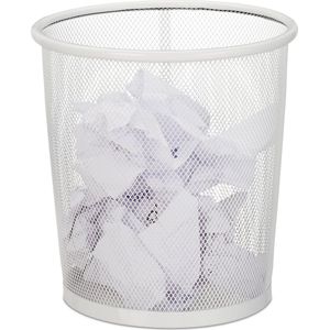 papiermand metaal - 8 liter - kantoor - bureau - klein - wit