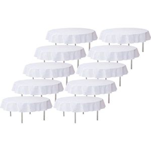 10x Bruiloft witte ronde tafelkleden/tafellakens 240 cm stof - Huwelijk/trouwerij decoratie ronde tafelkleden Opaque White Wedding - Witte tafeldecoraties - Wit thema