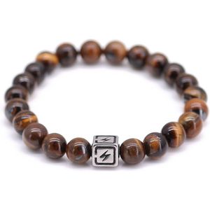 Fortuna Beads – Energy Brown Tiger Eye – Kralen Armband – Heren– Bruin – 18cm