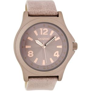 OOZOO Timepieces - Rosé goudkleurige horloge met oud roze leren band - C6876