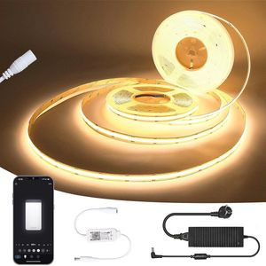 15 m WiFi Dimbare COB LED Strip - Warm Wit, 5670 Lumen, Slimme Verlichting met Alexa en Google Home