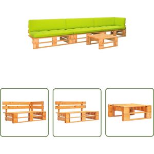 The Living Store Pallet Loungeset - Houten - 60 x 60 x 25 cm - Grenenhout