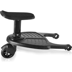 Happyment® Universeel Meerijdplankje - Met zitting - Voor kinderwagen - Buggyboard - Zwart
