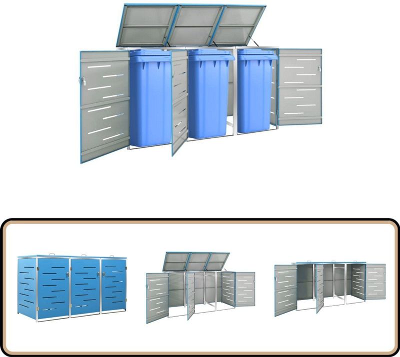 vidaXL Containerberging - Hemelsblauw - Anti-Roest Afvalbakberging - Vuilnisbakken - Buitenschilderij - Tuingereedschap - Tuinaccessoires