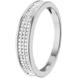 Lucardi Dames Ring met 75 diamanten 0,20CT - Ring - Cadeau - Moederdag - 14 Karaat Goud - Witgoud