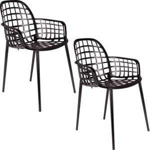 Zuiver Albert Kuip Tuinstoelen met armleuning Zwart - Set van 2