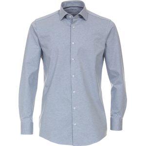 VENTI modern fit overhemd - jersey - blauw - Strijkvriendelijk - Boordmaat: 44