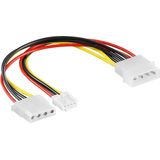 Molex (m) - Floppy (v) + Molex (v) voedingskabel - 0,20 meter