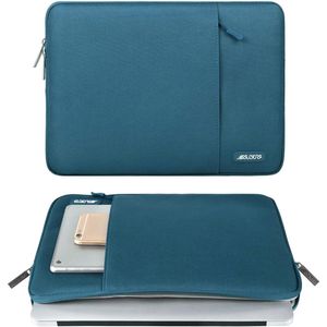 Laptop Hoes Tas Compatibel met 13inch, Polyester Verticaal Case Cover met Zak, Deep Teal