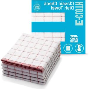 Geruite theedoek - microvezel - rood - 4-pack