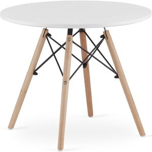 Salontafel rond cm diameter - beuken poten - matte witte afwerking