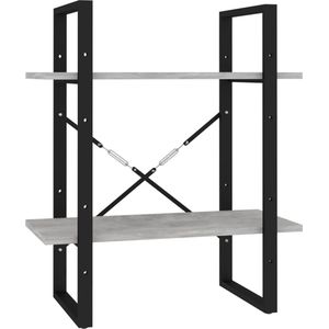 vidaXL Boekenkast 2 schappen 60x30x70 cm grijs Boekenkast - Boekenplank - Industrieel Design - Grijze Boekenkast - Metalen Boekenkast