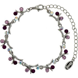 Behave Zilver-kleurige takjes armband met paarse stenen