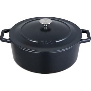 MOA Gietijzeren Braadpan - Inhoud 7,2 liter - 30CM - Rond - Alle warmtebronnen - Ook voor inductie - Gewicht 7,3 kg - Zwart - C30B