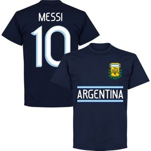 Argentinië Messi 10 Team T-Shirt - Navy - XXL