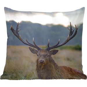 Sierkussen - Hert Weiland Gewei - Bruin - 40 Cm X 40 Cm