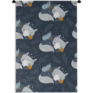 Wandkleed Kinderkamer Patroon - Kinderpatroon met slapende vossen Wandkleed katoen 90x135 cm - Wandtapijt met foto