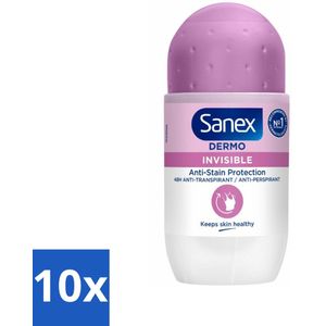 Sanex - Deodorant - Roller - pH Balance Dermo - Invisible - 50 ml - Bulkverpakking - 10 stuks