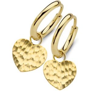 CO88 Collection 8CE 70385 Oorringen Dames - Staal - 11mm doorsnee - Hanger - Hartjes - Goudkleurig