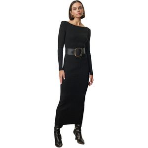 Trendyol Beige Maxi Knitwear Premium Garen/Speciale Garen Jurk Twoaw25El00052